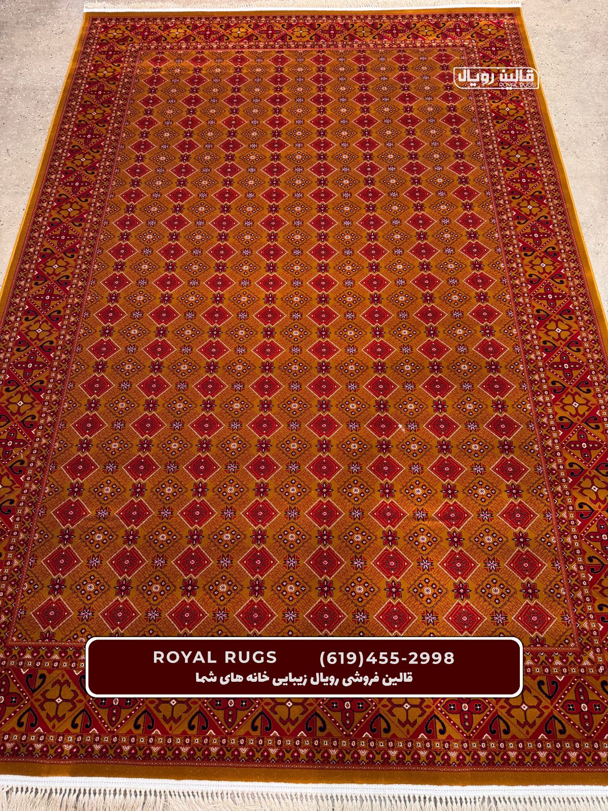 Yellow Color High Quality 1500 Reeds Kashan Design Machine Made Carpet #60213
