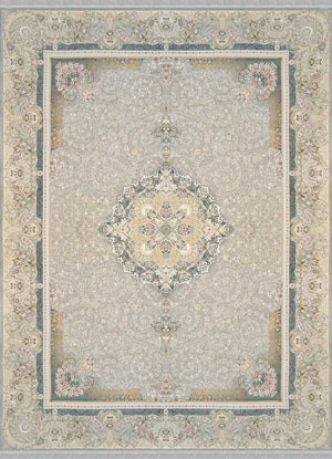 BEIGE Color High Quality 1500 Reeds Kashan Design Machine Made Carpet #154001 (COTTON)