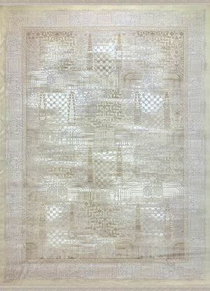 BEIGE Color High Quality 1500 Reeds Kashan Design Machine Made Carpet #3934 (COTTON)