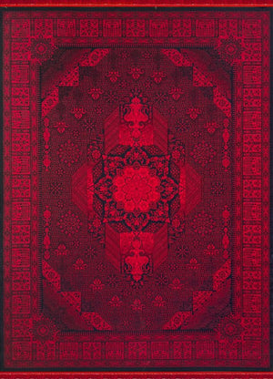 RED Color High Quality 1500 Reeds Kashan Design Machine Made Carpet #A77811 (COTTON)