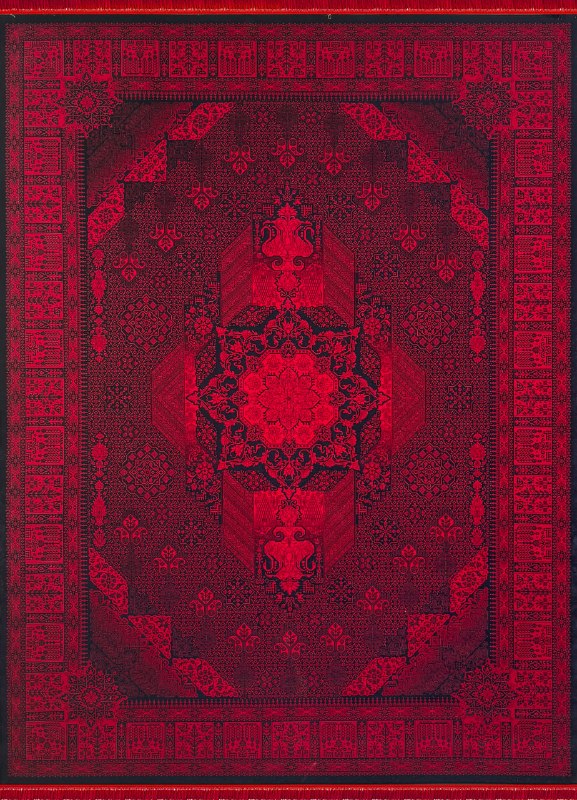 RED Color High Quality 1500 Reeds Kashan Design Machine Made Carpet #A77811 (COTTON)
