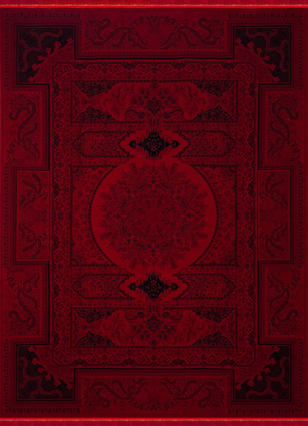 RED Color High Quality 1500 Reeds Kashan Design Machine Made Carpet #A82811