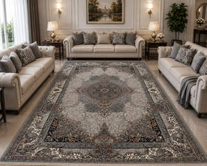 GREY Color High Quality 1500 Reeds Kashan Design Machine Made Carpet #A71701