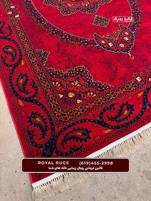 Red Color High Quality 1500 Reeds Kashan Design Machine Made Carpet #60611