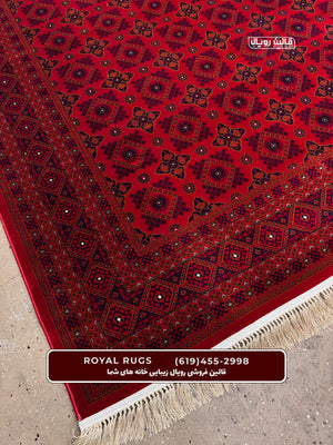 Red Color High Quality 1500 Reeds Kashan Design Machine Made Carpet #61411