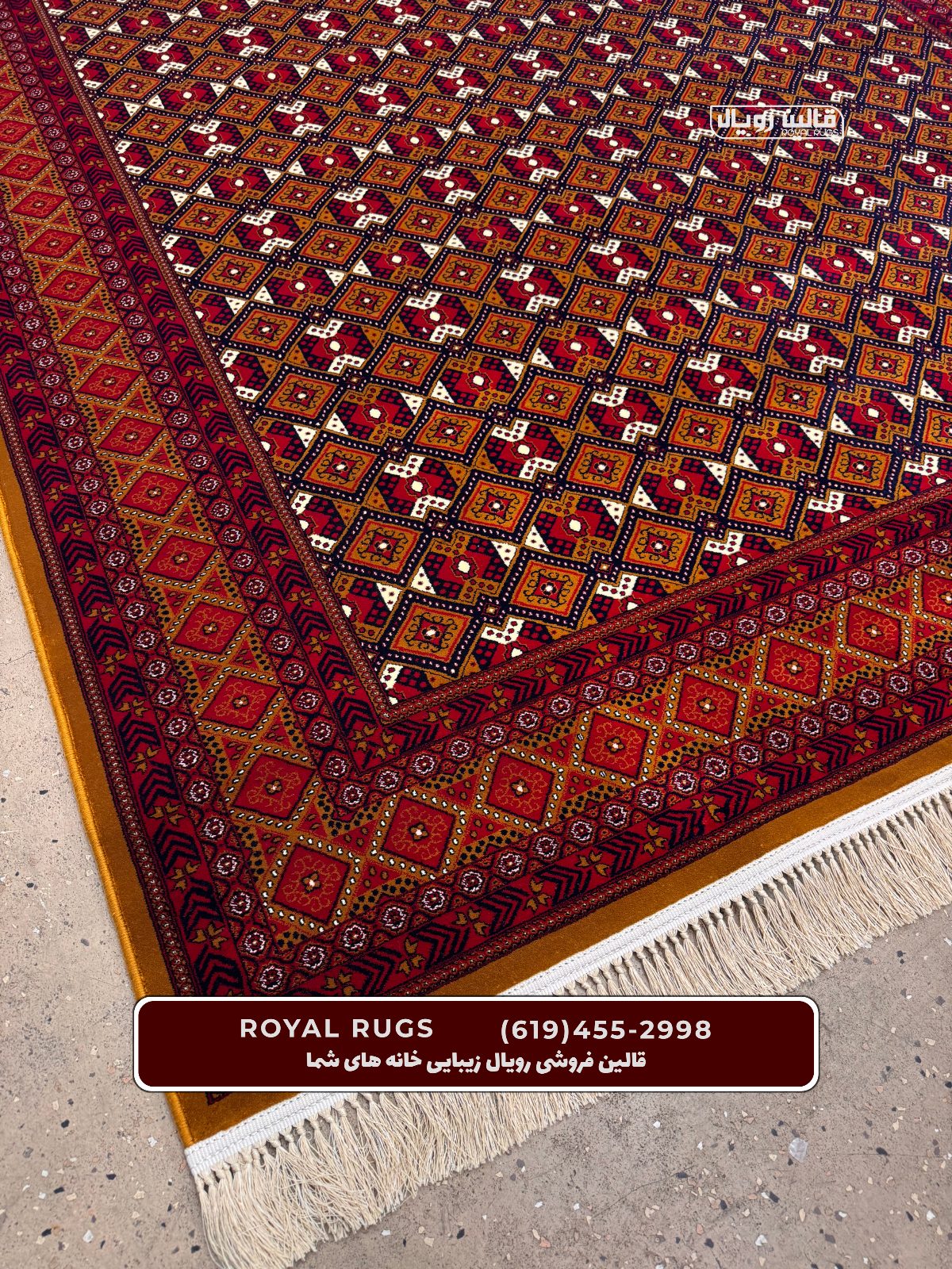 ‌Yellow & Red Color High Quality 1500 Reeds Kashan Design Machine Made Carpet #60713