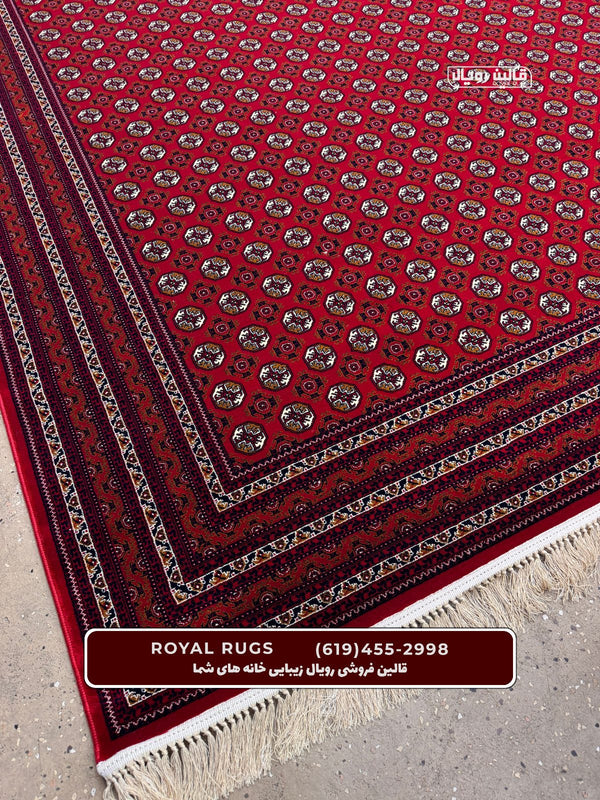 Red Color High Quality 1500 Reeds Kashan Design Machine Made Carpet #63511