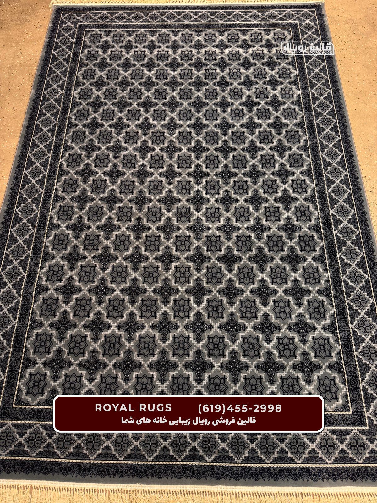 ‌Grey Color High Quality 1500 Reeds Kashan Design Machine Made Carpet #62702