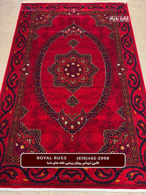 Red Color High Quality 1500 Reeds Kashan Design Machine Made Carpet #60611