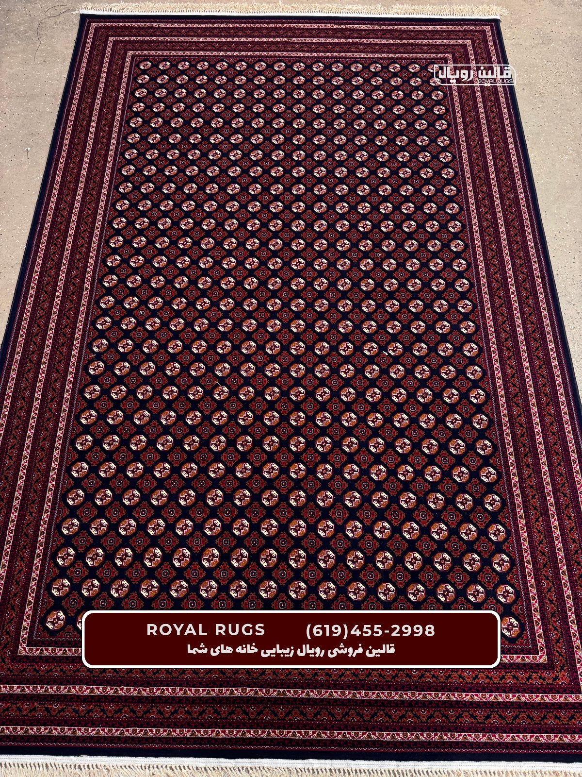 Dark Navy Color High Quality 1500 Reeds Kashan Design Machine Made Carpet #63504