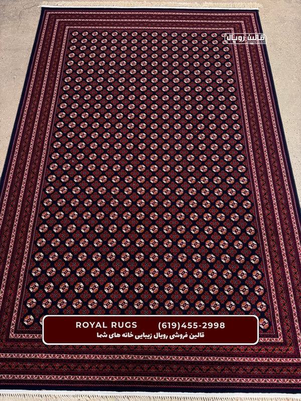 Dark Navy Color High Quality 1500 Reeds Kashan Design Machine Made Carpet #63504
