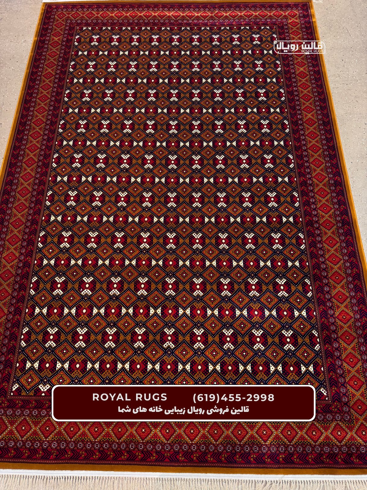 ‌Yellow & Red Color High Quality 1500 Reeds Kashan Design Machine Made Carpet #60713