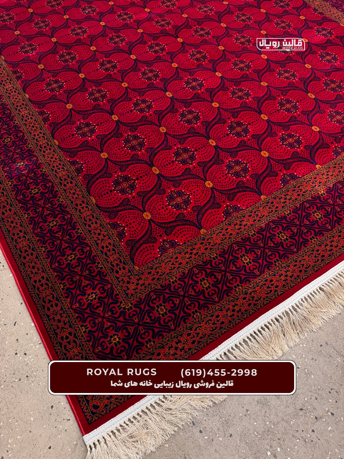 Red Color High Quality 1500 Reeds Kashan Design Machine Made Carpet #60511