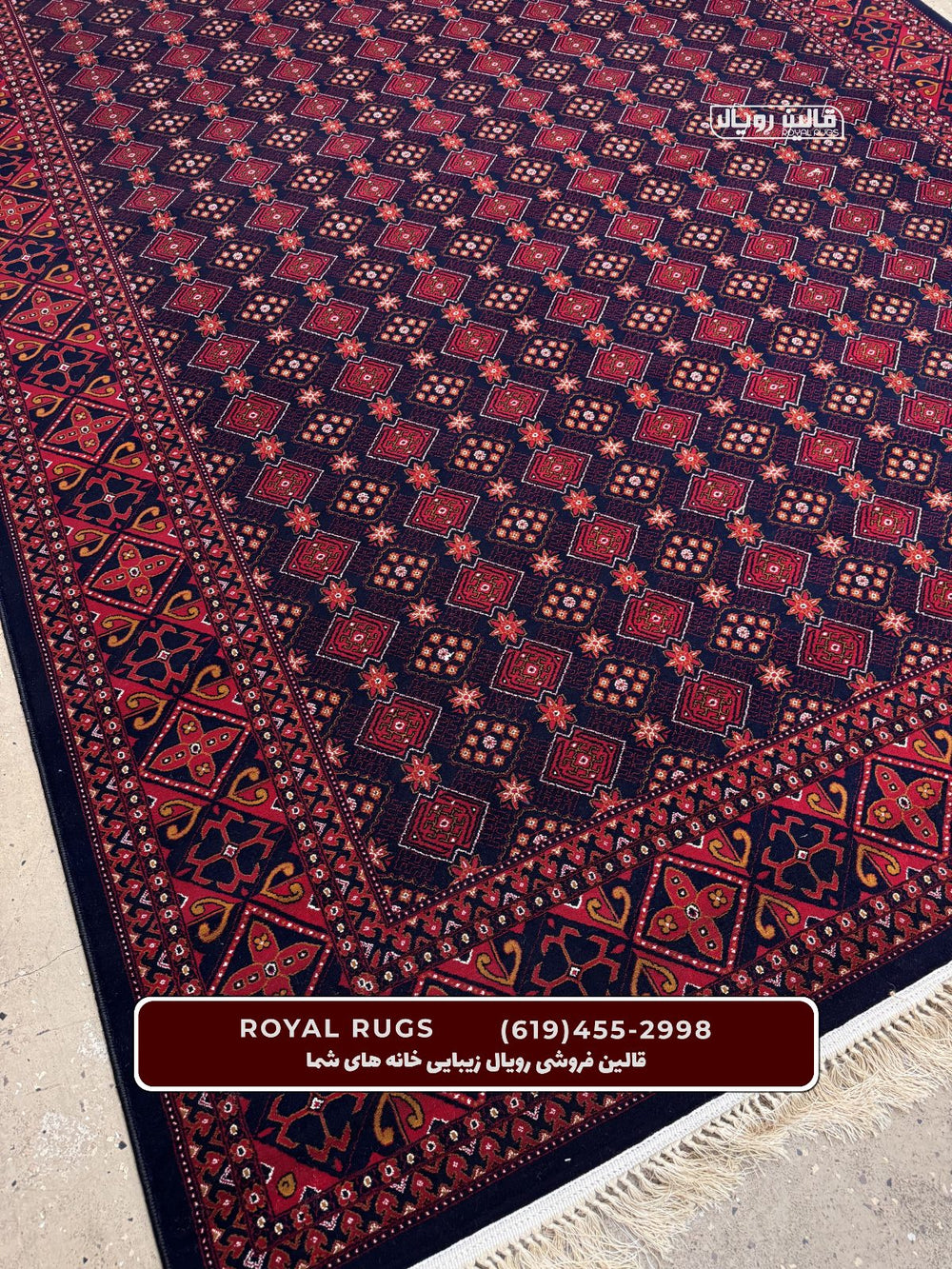 Dark Navy Color High Quality 1500 Reeds Kashan Design Machine Made Carpet #60204