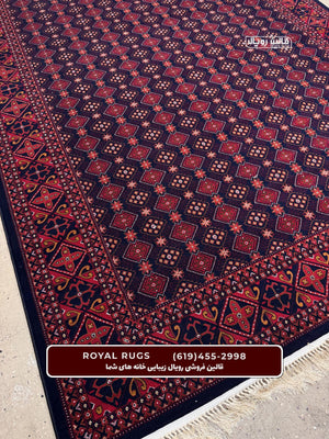 Dark Navy Color High Quality 1500 Reeds Kashan Design Machine Made Carpet #60204