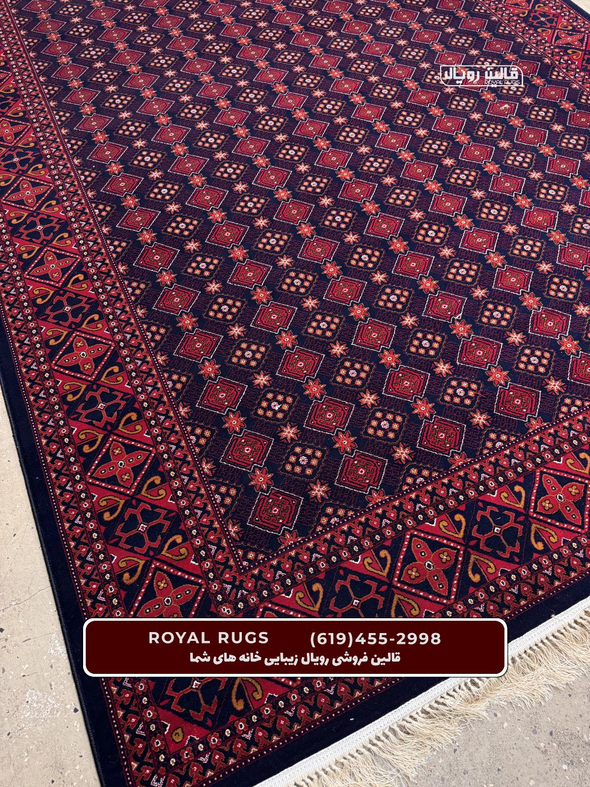 Dark Navy Color High Quality 1500 Reeds Kashan Design Machine Made Carpet #60204
