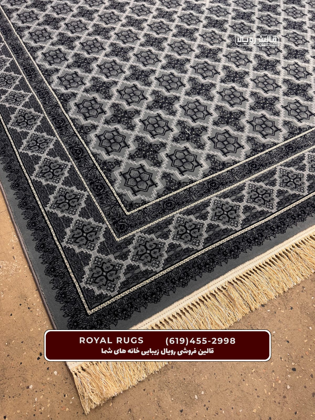 ‌Grey Color High Quality 1500 Reeds Kashan Design Machine Made Carpet #62702
