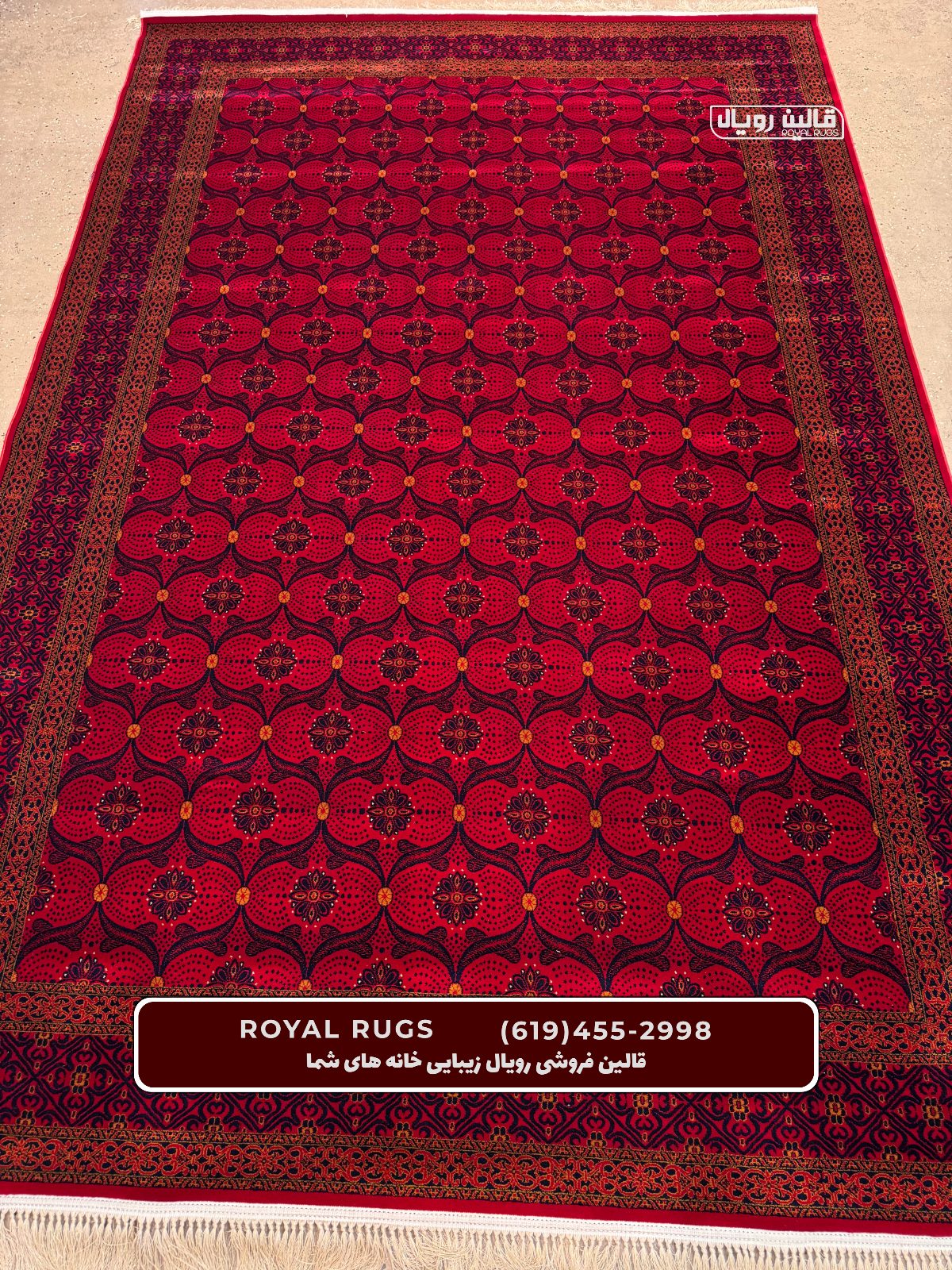 Red Color High Quality 1500 Reeds Kashan Design Machine Made Carpet #60511