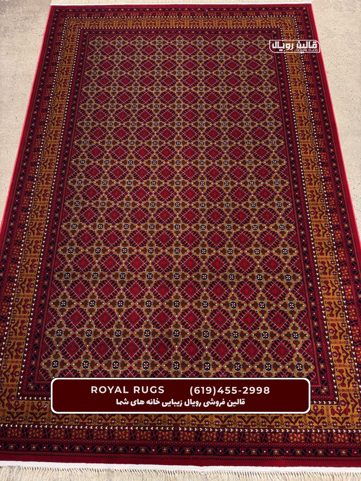 Red Color High Quality 1500 Reeds Kashan Design Machine Made Carpet #60111
