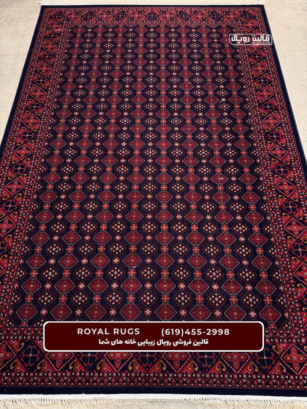 Dark Navy Color High Quality 1500 Reeds Kashan Design Machine Made Carpet #60204