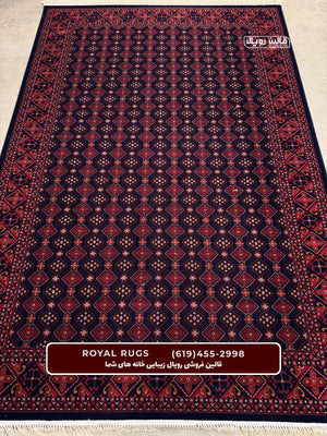 Dark Navy Color High Quality 1500 Reeds Kashan Design Machine Made Carpet #60204