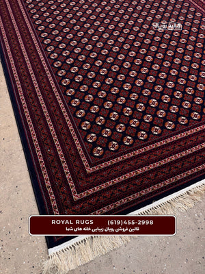 Dark Navy Color High Quality 1500 Reeds Kashan Design Machine Made Carpet #63504