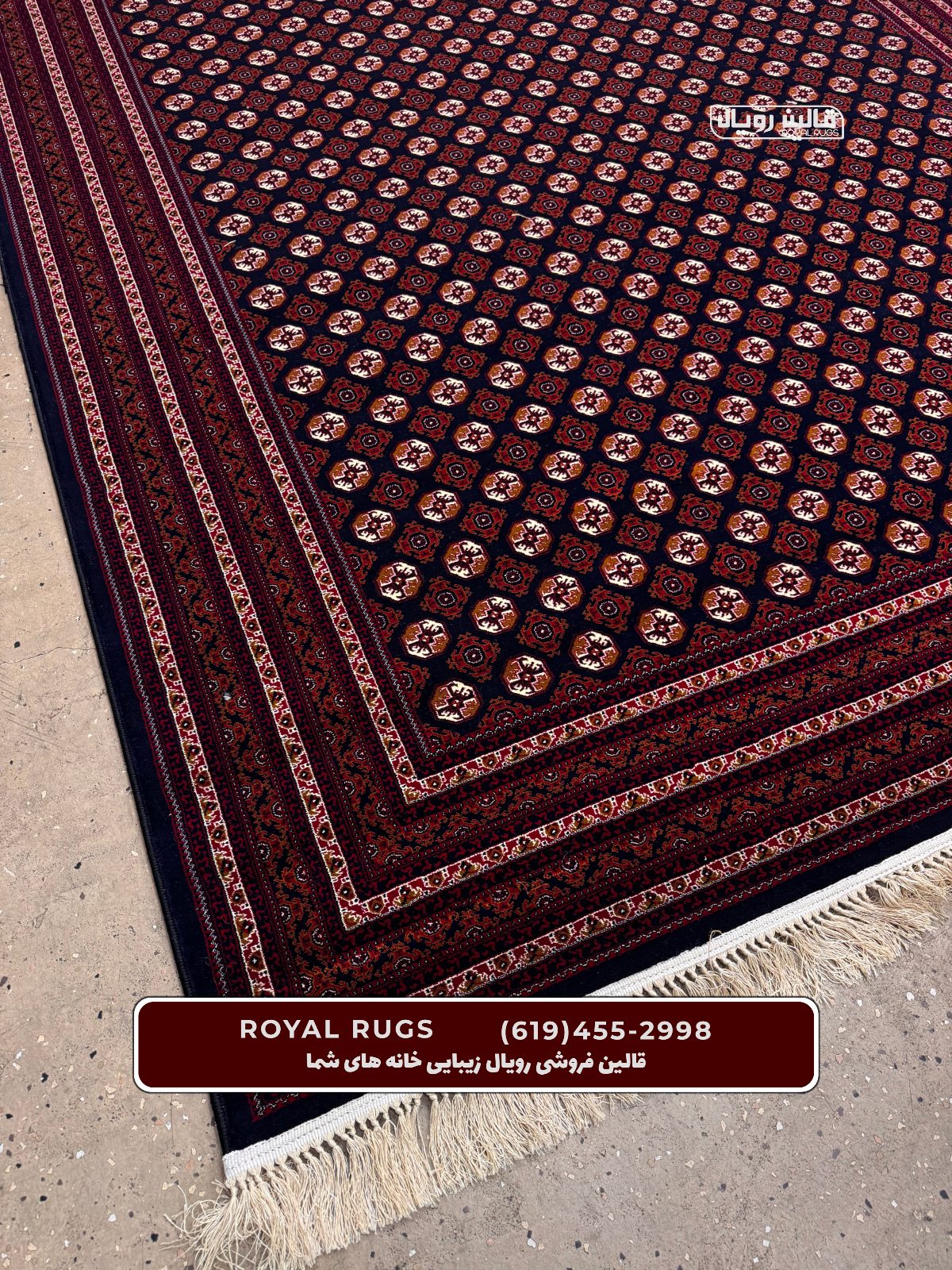 Dark Navy Color High Quality 1500 Reeds Kashan Design Machine Made Carpet #63504