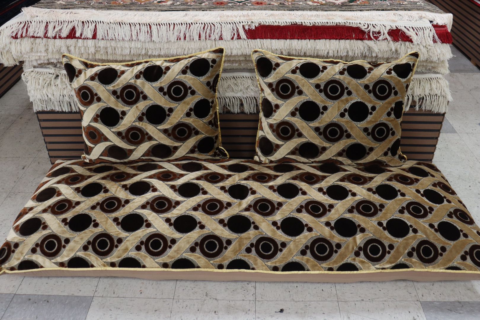 Creamy & Brown Customized Toshak Cover Set #019
