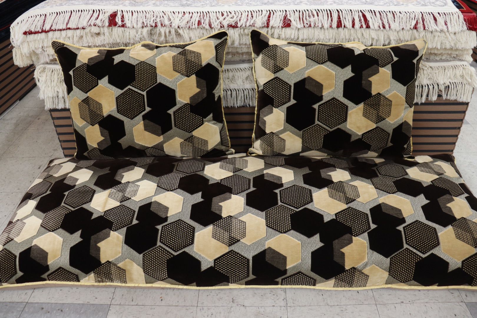 Creamy & Brown Customized Toshak Cover Set #022