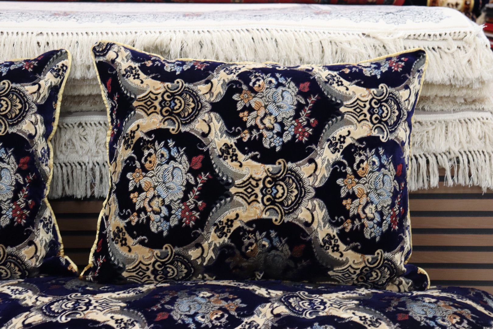 Creamy & Dark Navy Customized Toshak Cover Set #025