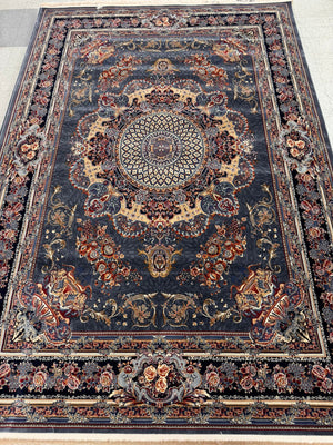 Veniz Grey Color 1200 Reeds Kashan Design Machine made Carpet