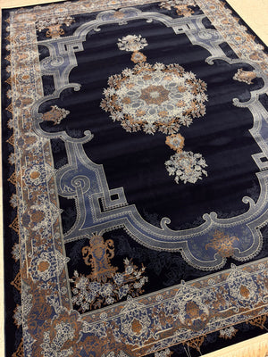 Opera Dark Blue Color 1200 Reeds Kashan Design Machine made Carpet