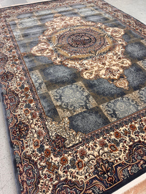 NIKE Grey Color 1200 Reeds Kashan Design Machine made Carpet