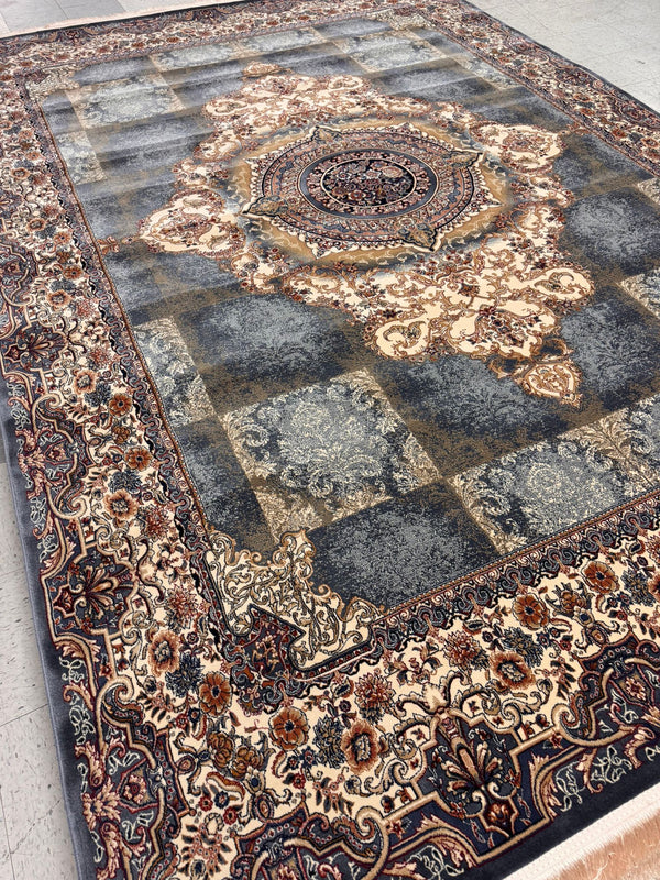 NIKE Grey Color 1200 Reeds Kashan Design Machine made Carpet