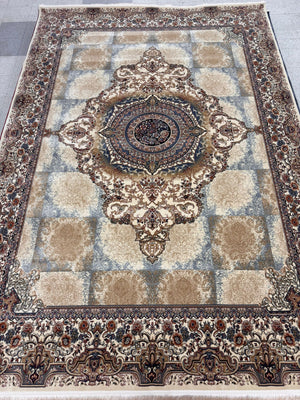 NIKE Cream Color 1200 Reeds Kashan Design Machine made Carpet