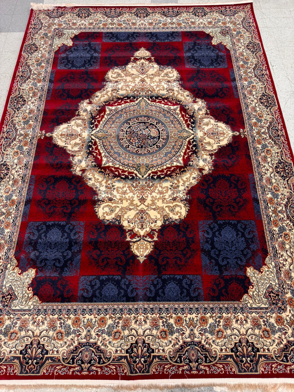 NIKE Red Color 1200 Reeds Kashan Design Machine made Carpet