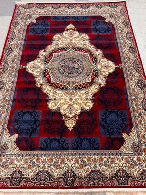 NIKE Red Color 1200 Reeds Kashan Design Machine made Carpet