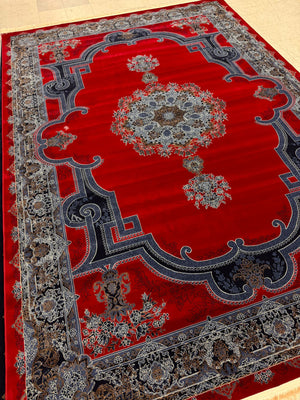 Opera Red Color 1200 Reeds Kashan Design Machine made Carpet