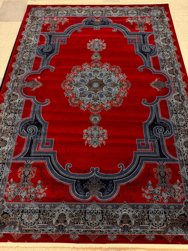 Opera Red Color 1200 Reeds Kashan Design Machine made Carpet