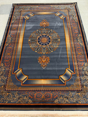 Kavir Grey Color 1200 Reeds Kashan Design Machine made Carpet