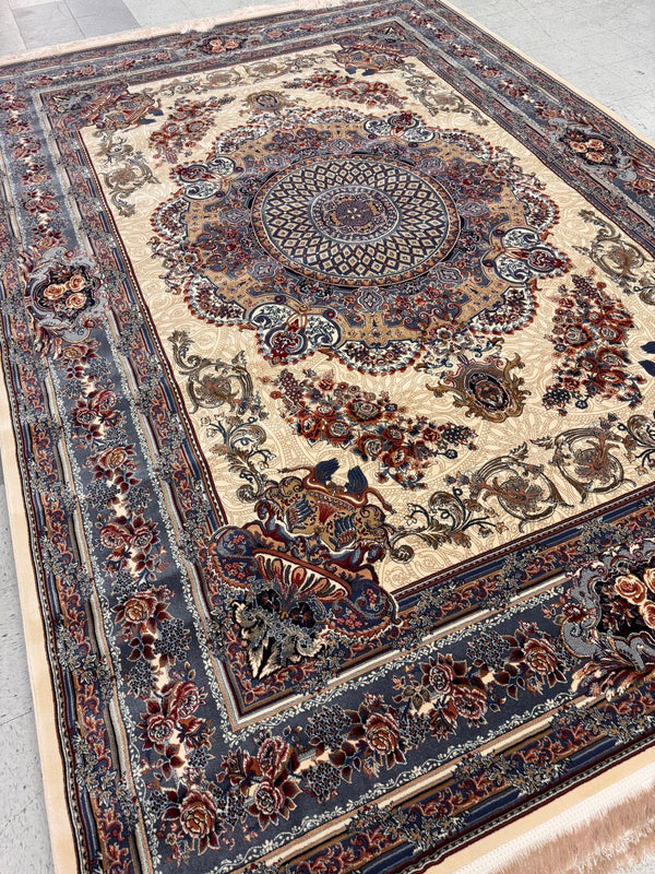 Veniz Creamy Color 1200 Reeds Kashan Design Machine made Carpet