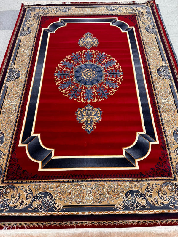 Kavir Red Color 1200 Reeds Kashan Design Machine made Carpet