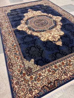 NIKE Blue Color 1200 Reeds Kashan Design Machine made Carpet