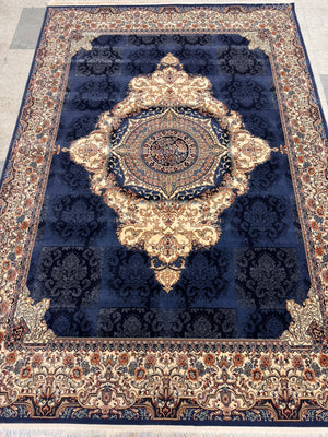 NIKE Blue Color 1200 Reeds Kashan Design Machine made Carpet