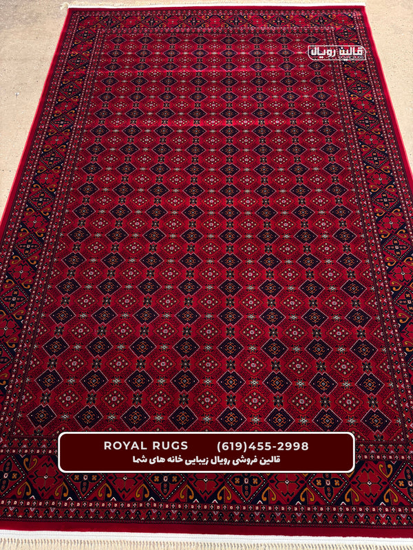 Red Color High Quality 1500 Reeds Kashan Design Machine Made Carpet #60211