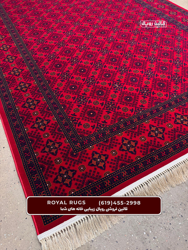 Red Color High Quality 1500 Reeds Kashan Design Machine Made Carpet #61211