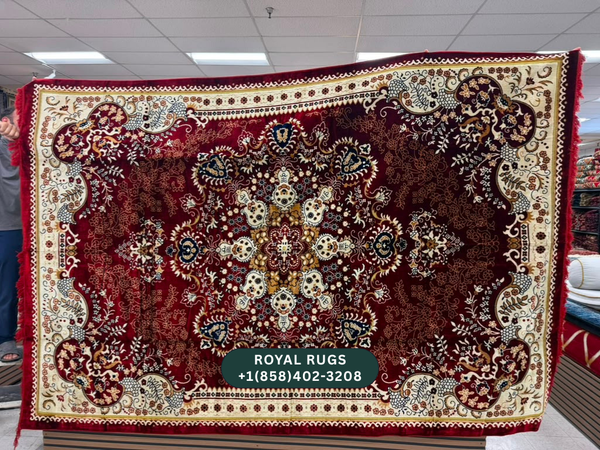 Red Afghani Style Velvet Carpet Cover / Sarfarshi – 200 × 300 CM (#20010)
