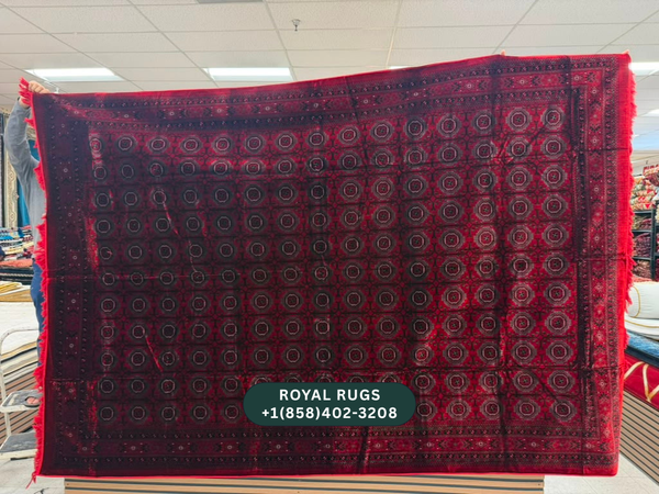 Red Afghani Style Velvet Carpet Cover / Sarfarshi – 200 × 300 CM (#20012)