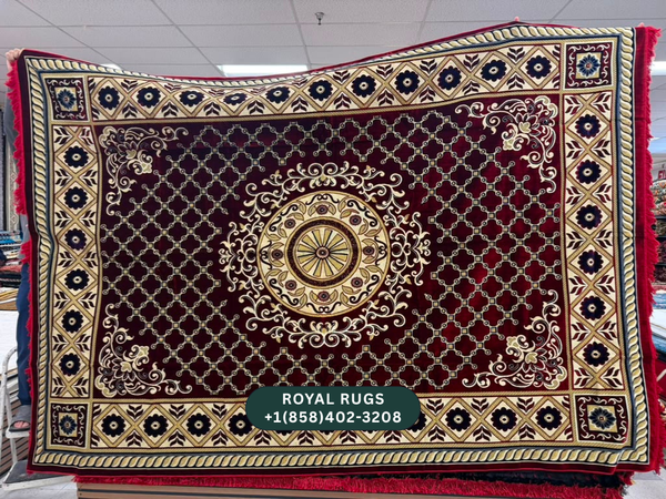 Red Afghani Style Velvet Carpet Cover / Sarfarshi – 200 × 300 CM (#20014)