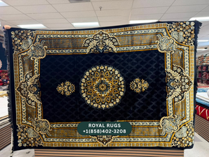 Black Afghani Style Velvet Carpet Cover / Sarfarshi – 200 × 300 CM (#20017)